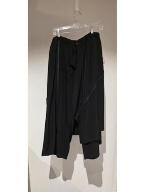 Y’s Yohji Yamamoto SS 2024 Black Asymmetric Midi Skirt Japan 2 US S